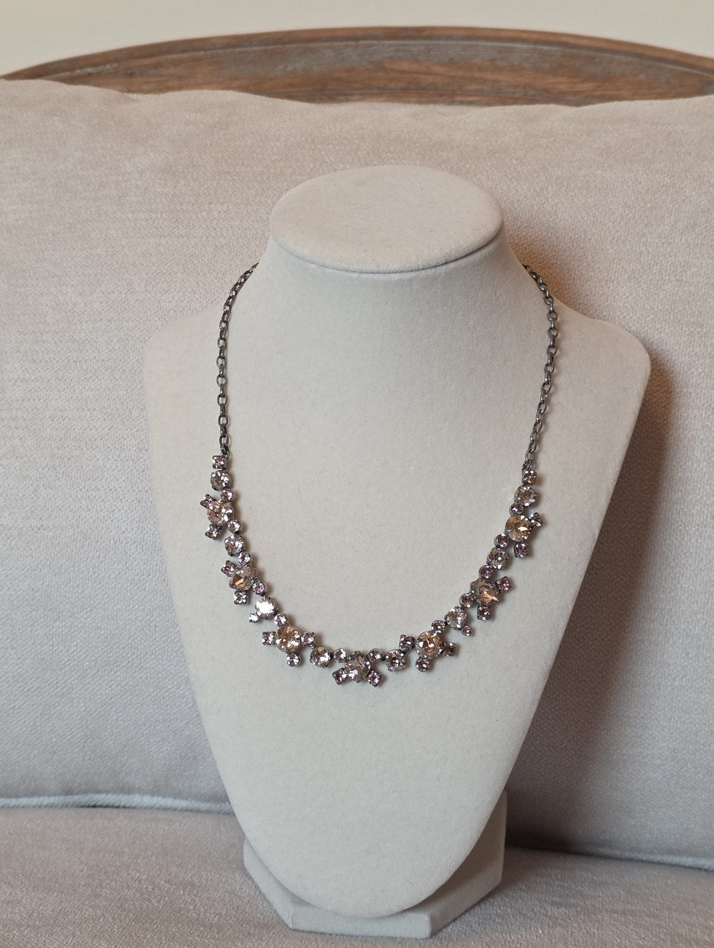 NWT Sorrelli Crystal Cluster Necklace - Champagne and Clear Rhinestones